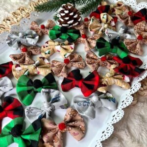 Dog Christmas Bows  Fabric Dog Bows  Dog Grooming Bows  Pet Hair Bows  Dog Bow Ties  Top Knot Bow