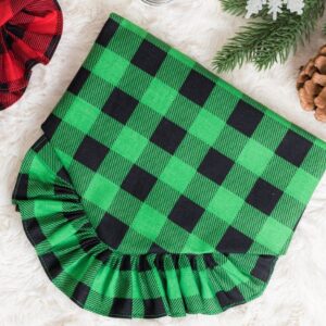 Green Buffalo Check Ruffled Monogram Dog Bandana ~ Pet Neckwear ~ Cat Bandana - Personalized Pet Gift ~ Bandana Only