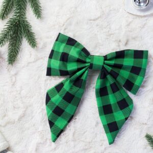 Oversized Christmas Green Buffalo Check Dog Collar Bow  Dog Sailor Bow  Holiday Dog Bow ~ Bow Only