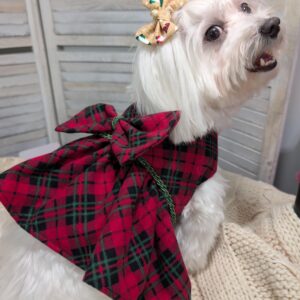 Holiday Plaid Dog Dress Collection | Christmas Pet Fashion | Red & Green Flannel